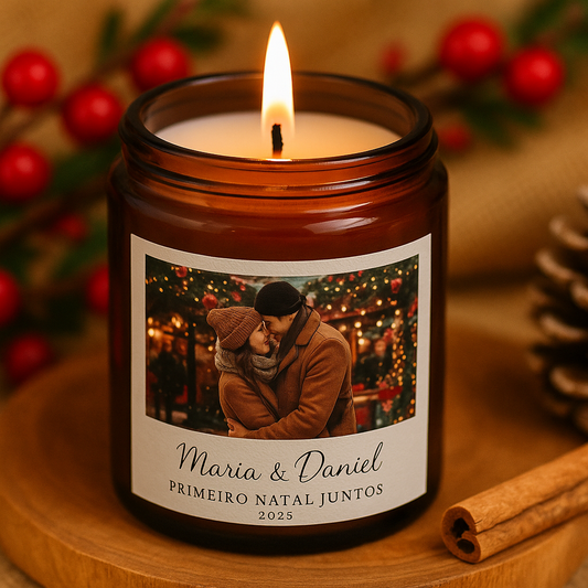 Vela em frasco âmbar